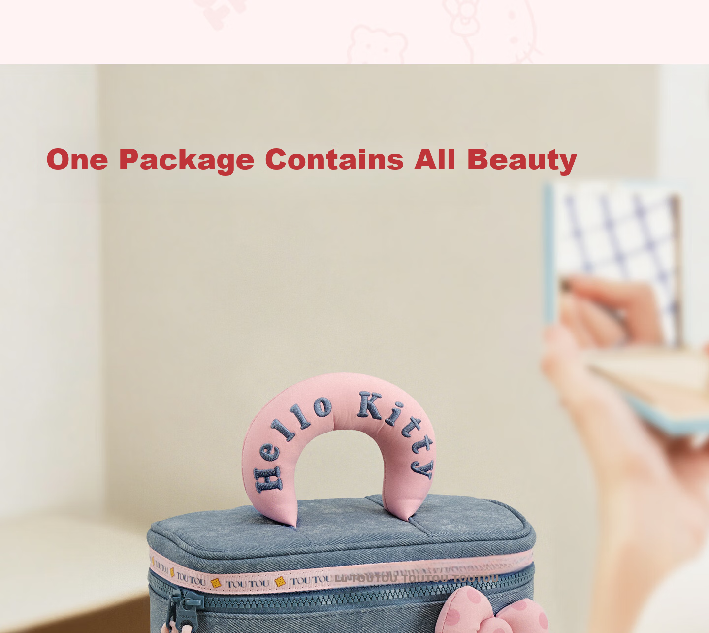 Toutou New Hello Kitty Denim Makeup Bag Storage Camera Bag Children's Day Birthday Gift for Girlfriend 20