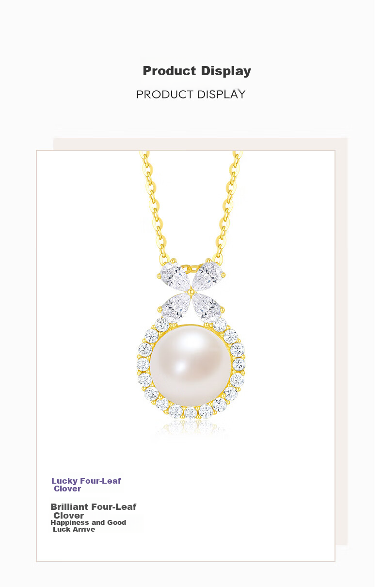 CHOW TAI SENG DC Clover Pearl Necklace for Women Sweater Chain Sterling Silver Luxury Clavicle Chain Birthday Gift for Girlfriend Wife 3