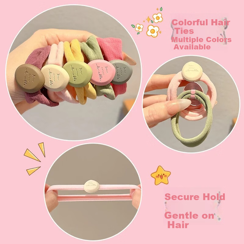 CHIMERA 5-Piece Kids Candy Color Hair Ties Elastic Ponytail Holders for Children June 1st Children's Day Gift