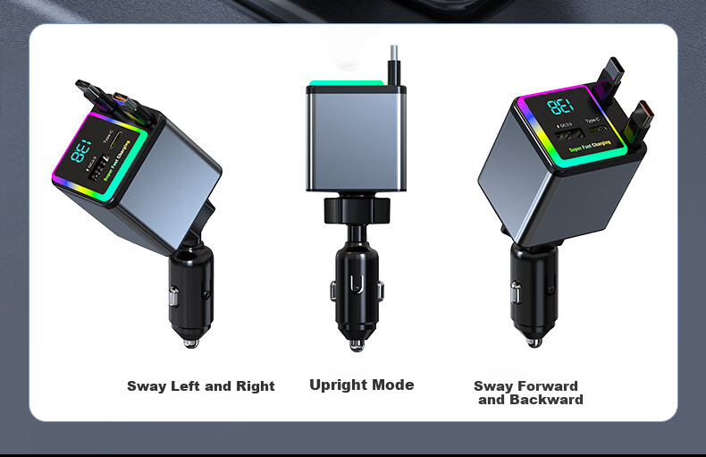 Newsmy Car Charger Retractable Dual USB Cigarette Lighter 100W Super Fast Charging Converter for Apple 16/17 Huawei Honor C+C 15