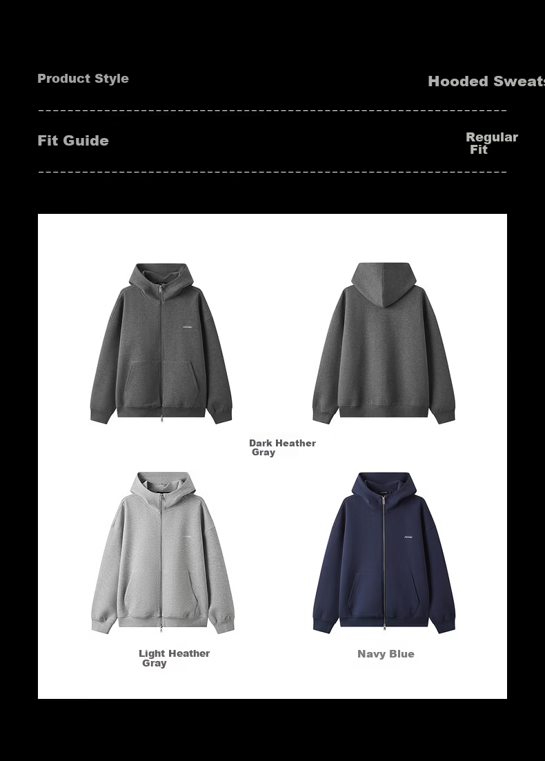 Gxgjeans Men's Multi-Color Simple Loose Casual Sports Hoodie Jacket 26 Spring New Deep Heather Gray M (170) 3