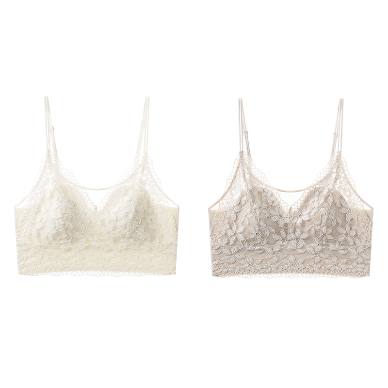 LangSha Spring Summer Comfortable Cooling Lace French Style Vest with Chest Pad Sexy Seamless Back Beautiful Versatile Camisole Bra