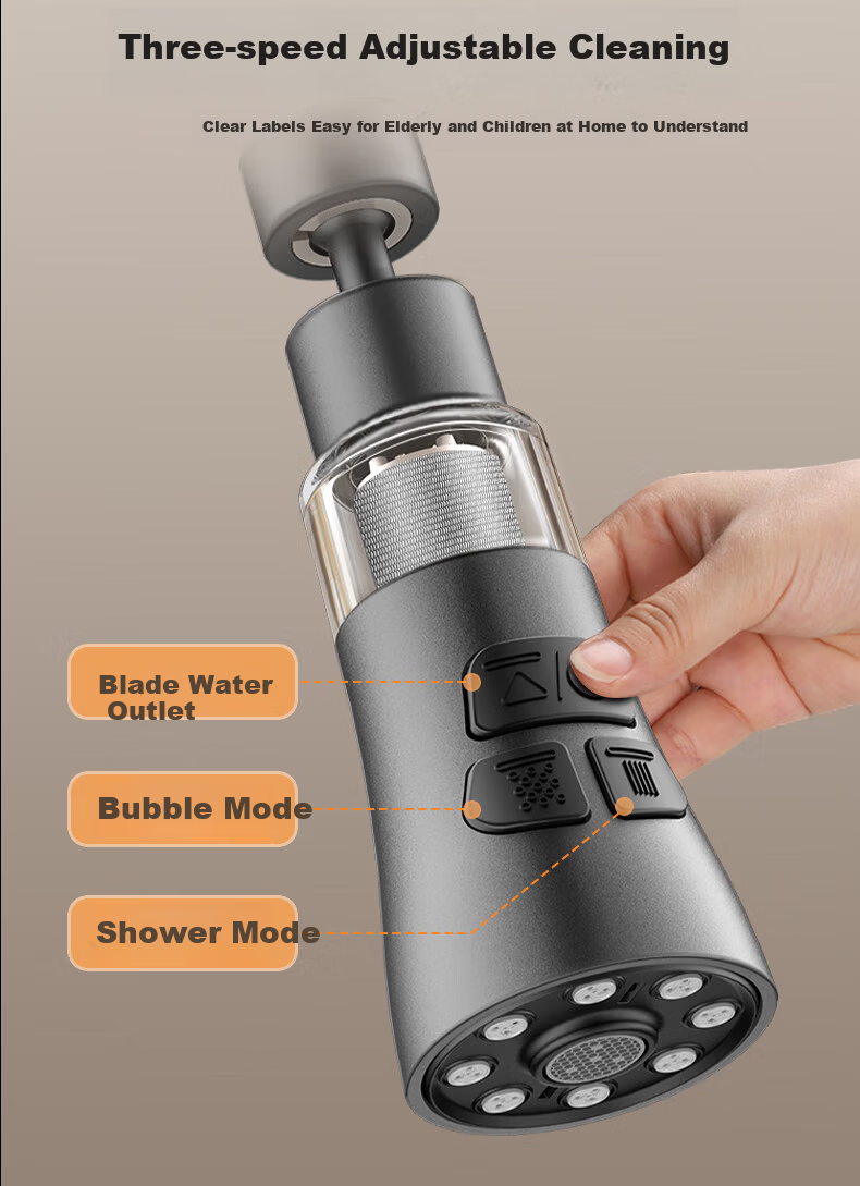HOMK German Kitchen Faucet Extender Filter Splash-proof Universal Sink Connector Aerator 5