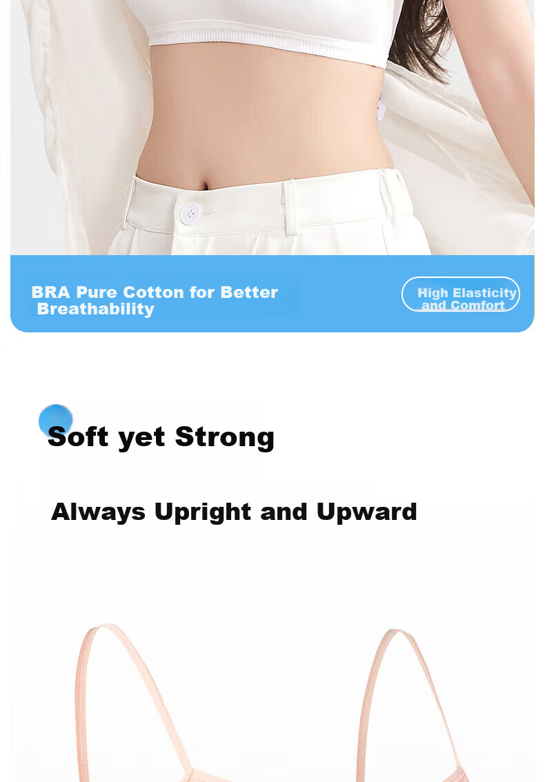 Qihaiqiu 2-Piece Disposable Cotton Bra Set Sterilized Wash-Free Individually Packaged Travel Daily Use 2