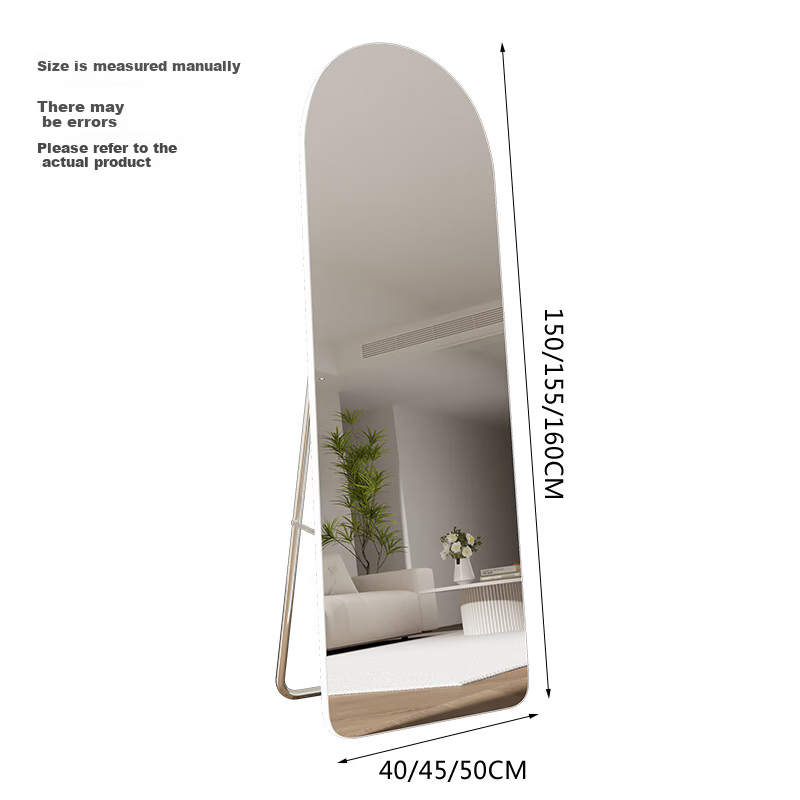 Huakai Star Full-Length Mirror Dressing Mirror Home Bedroom Floor Mirror Simple Cream Style JY102 White 150*40