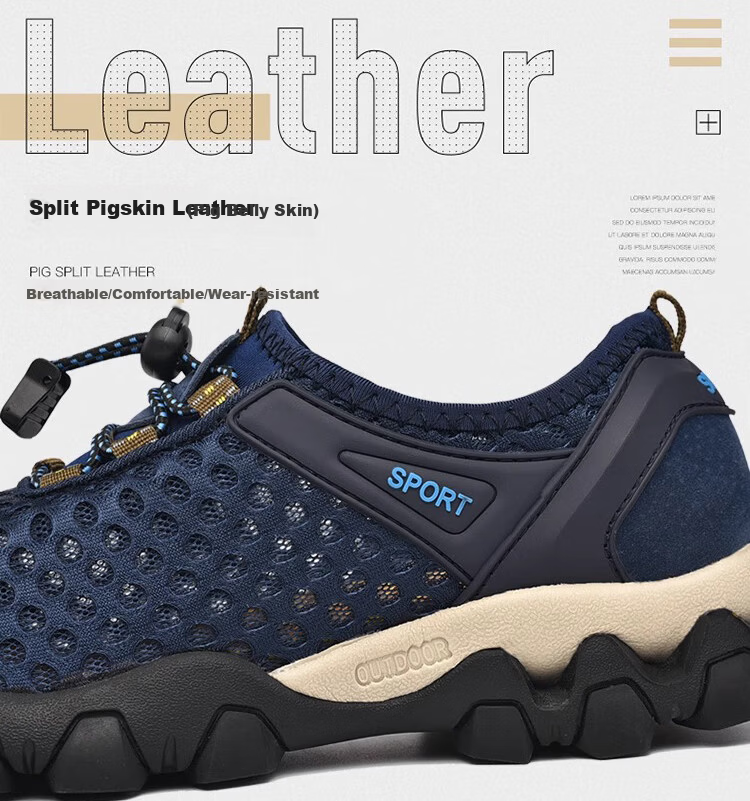 FOOTOPPO Men's Mesh Outdoor Water Shoes Hollow Mesh Sandals Summer Fishing Non-Slip Wear-Resistant Casual Sports Sandals 8