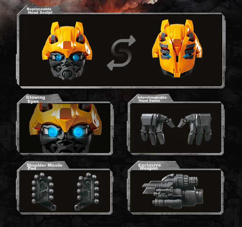 Bruder Blocks Transformer Movie 3 Bumblebee Robot Model Toy Gift Figurine Small Toy 7
