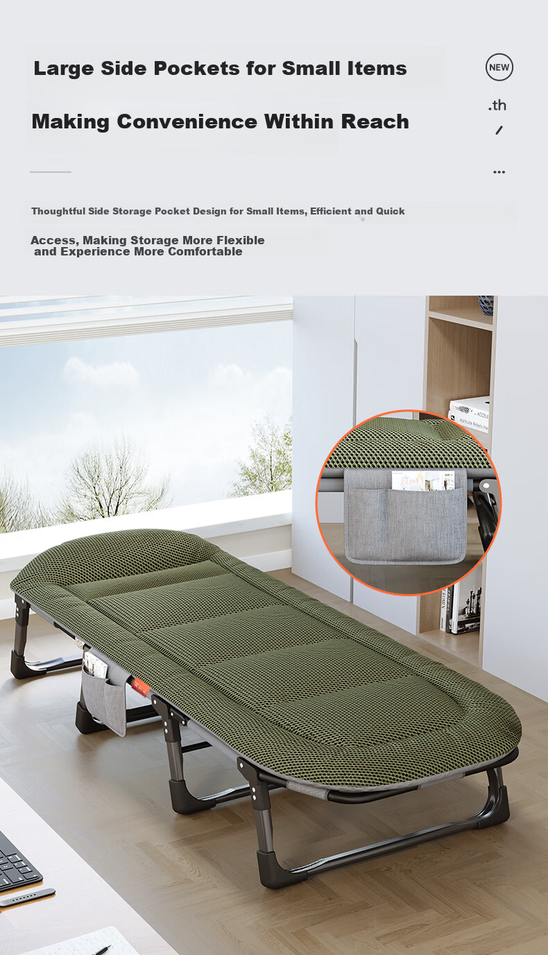 OKeefe Folding Bed Recliner Nap Bed Multifunctional Single Military Cot Office Nap Bed Care Bed 4D Breathable 190 8