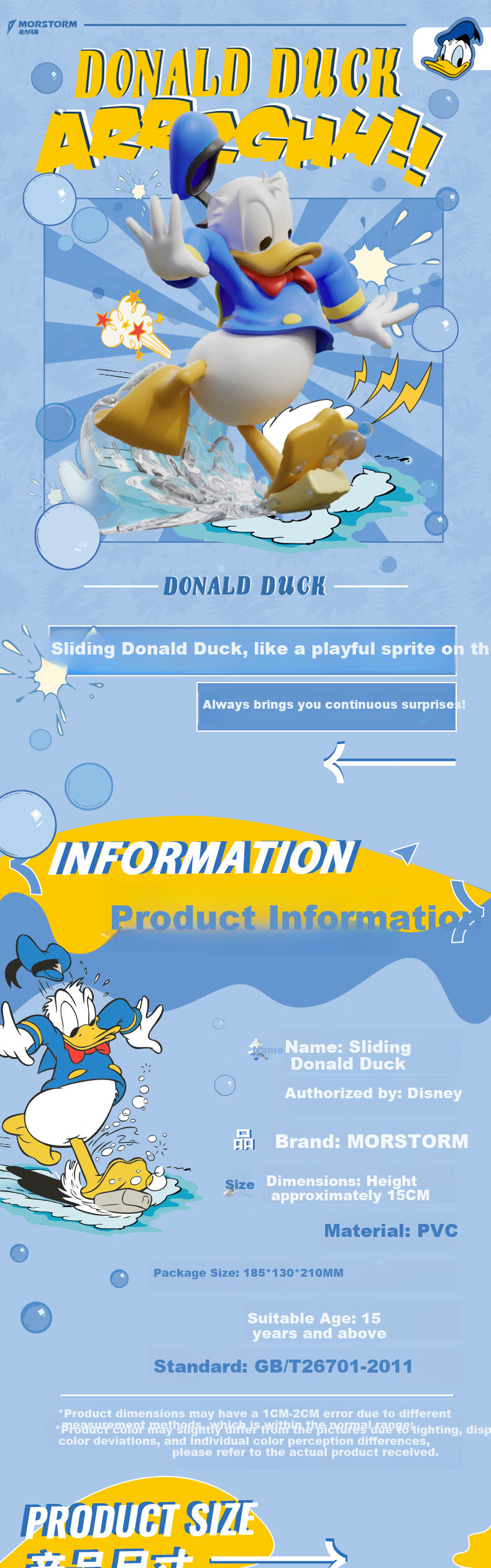 Disney Donald Duck Sliding Figurine Approximately 15cm Birthday Gift for Girls Children's Day Gift 1