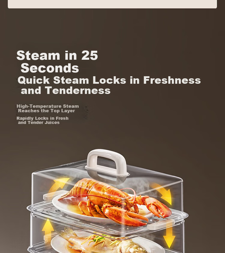Joyoung 26L Large Capacity 3-Tier Multifunctional Electric Steamer Fast Steam Smart Reservation Breakfast Cooker DZ260HG-GZ866 5