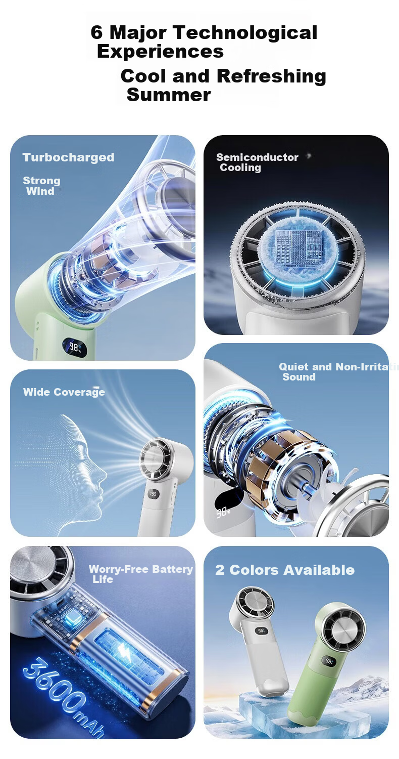 DIAMOND Portable Handheld Foldable Mini High-Speed Energy-Saving Fan Outdoor Neck Hanging Powerful Office Desktop Rechargeable Small Fan SN 2