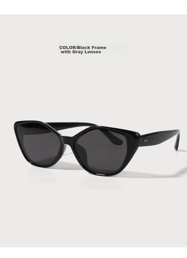 CACUSS Women's Fashion Outdoor UV Protection Polarized Cat Eye Sunglasses Black Frame 11