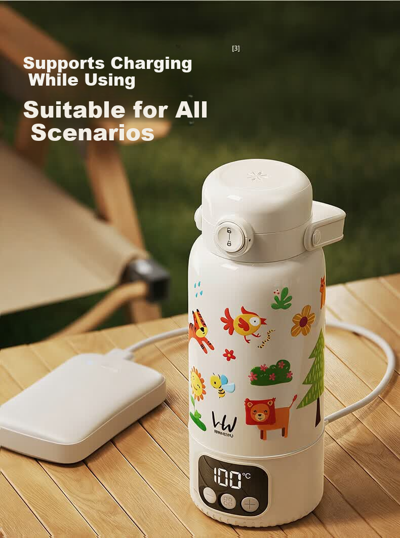 HeWu Portable Thermostatic Kettle Thermos Baby Travel Milk Frother Wireless Electric Boiling Water Cup Three Modes 18