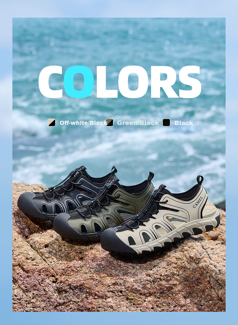CAMEL Summer Breathable Anti-Kick Slip-On Outdoor Hiking Casual Sports Sandals G16M076036 Off-White/Black Size 38 3