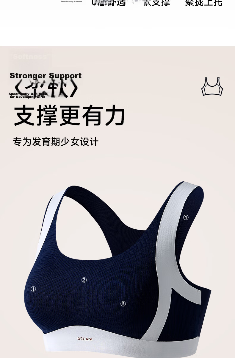 Tingmei High School Girls Sports Bra Shockproof Vest Youth Development Teen Foundation Bra M 3
