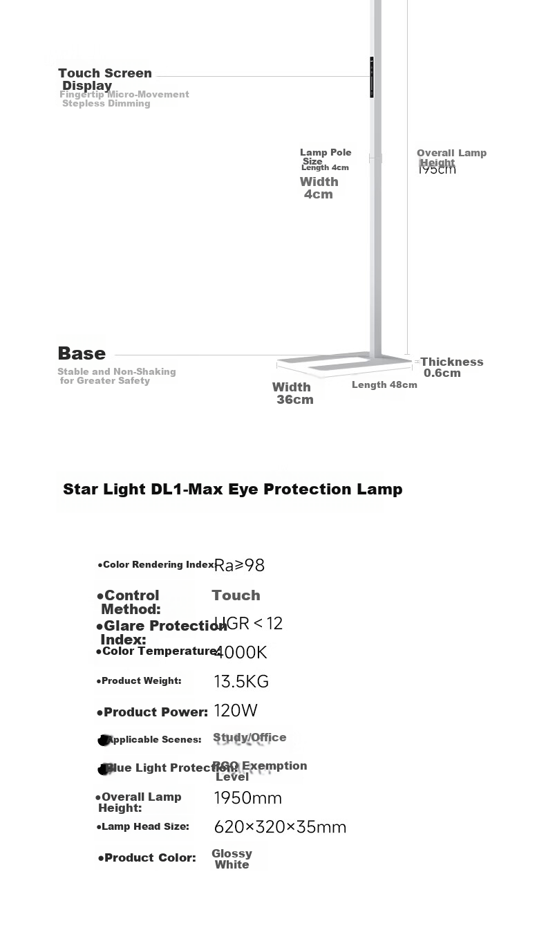 Tongshijie Purui Red Light Eye Protection Full Spectrum Floor Desk Lamp 120W Student Study Eye Care Lamp 20