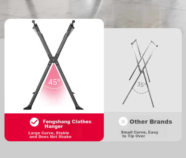 Fengshang Floor-Standing Foldable Clothes Drying Rack for Home Balcony and Bedroom 11