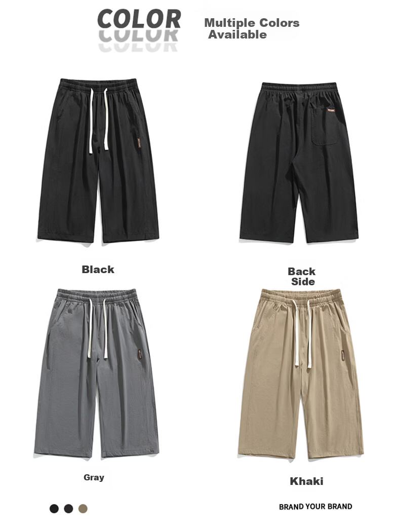ROMON Men's Summer Ice Silk Thin Seven-Point Sports Quick-Dry Casual Shorts K73 Black XL 3