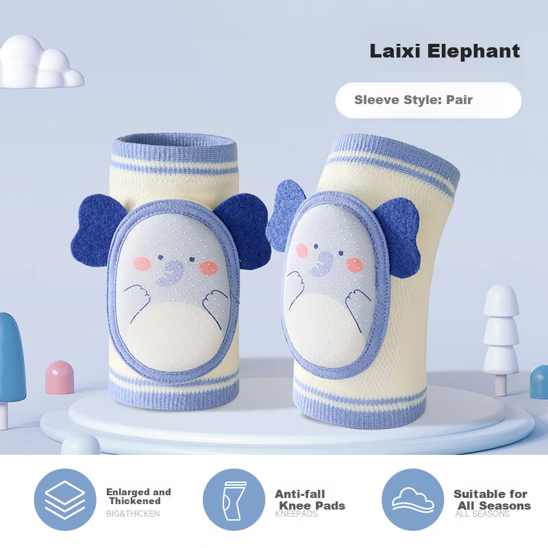 Betis Baby Knee Pads Thin Breathable Summer Protective Sleeves for Crawling and Walking Toddlers Elephant Design