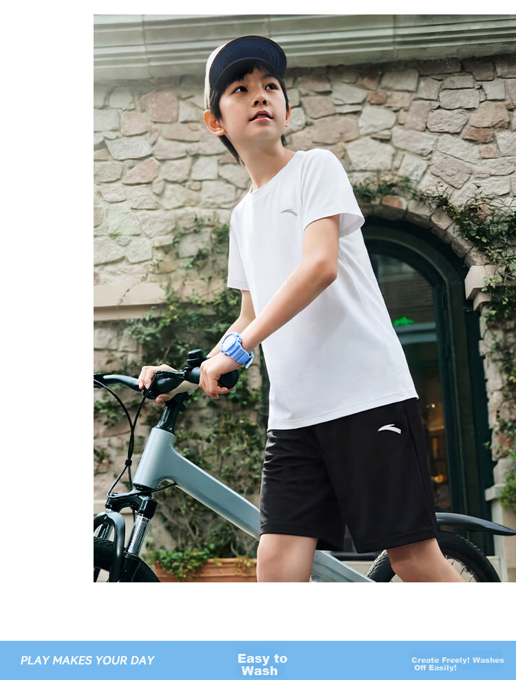 Anta Kids Summer 2026 Quick-Dry Sports Set Boys Short Sleeve T-Shirt and Shorts Fashion Two-Piece Set A72625701 16