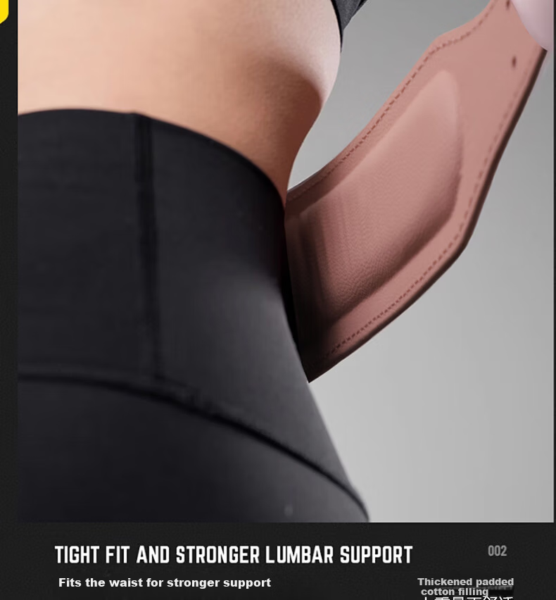 GINGPAI SPORT Women's Fitness Belt Genuine Leather Waist Support Professional Abdominal Compression Training Brace Pink Size L 2