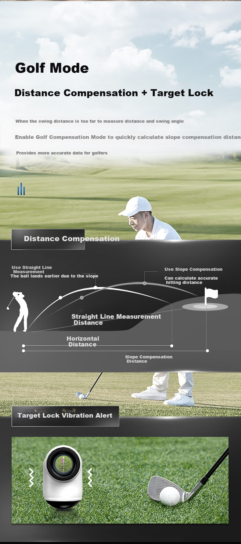 Nohawk Laser Rangefinder Telescope Golf Distance Measurer 600M Range/Angle/Height/Speed + Golf 9