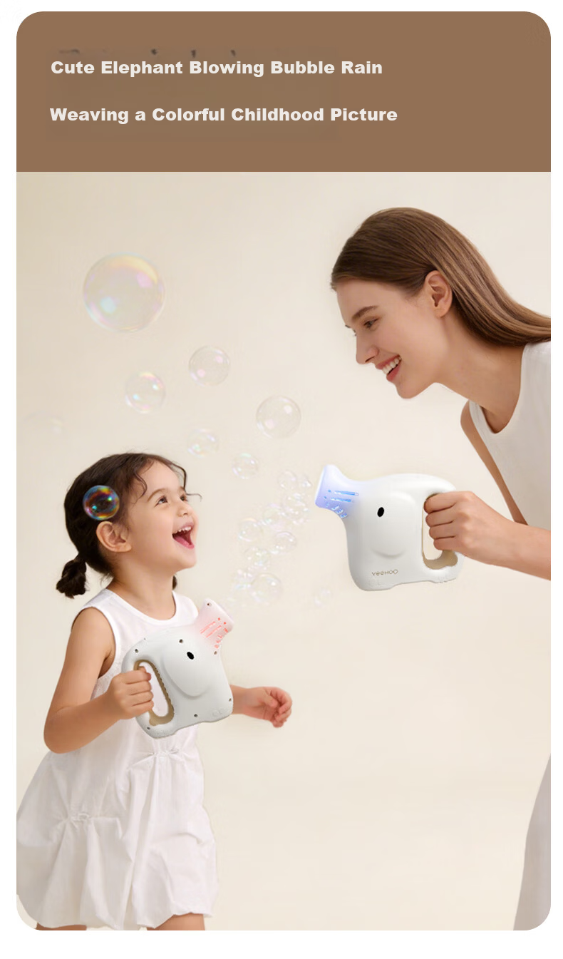 YEEHOO Elephant Bubble Machine for Kids 1-3 Years Old Electric Bubble Toy Non-Toxic Bubble Solution Children's Day Gift 6