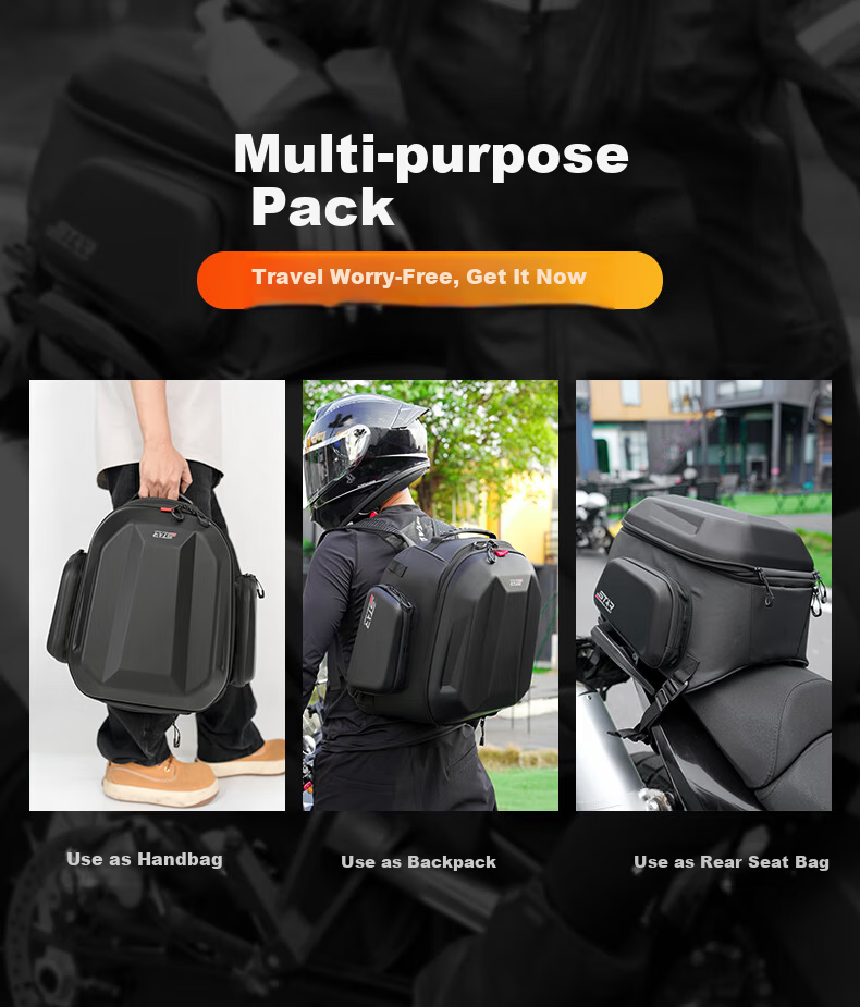 STAR FIELD KNIGHT Motorcycle Multifunctional 54L Rear Seat Bag Full Helmet Tail Bag Dual Shoulder Riding Backpack Hard Shell Helmet Bag SKB395 5