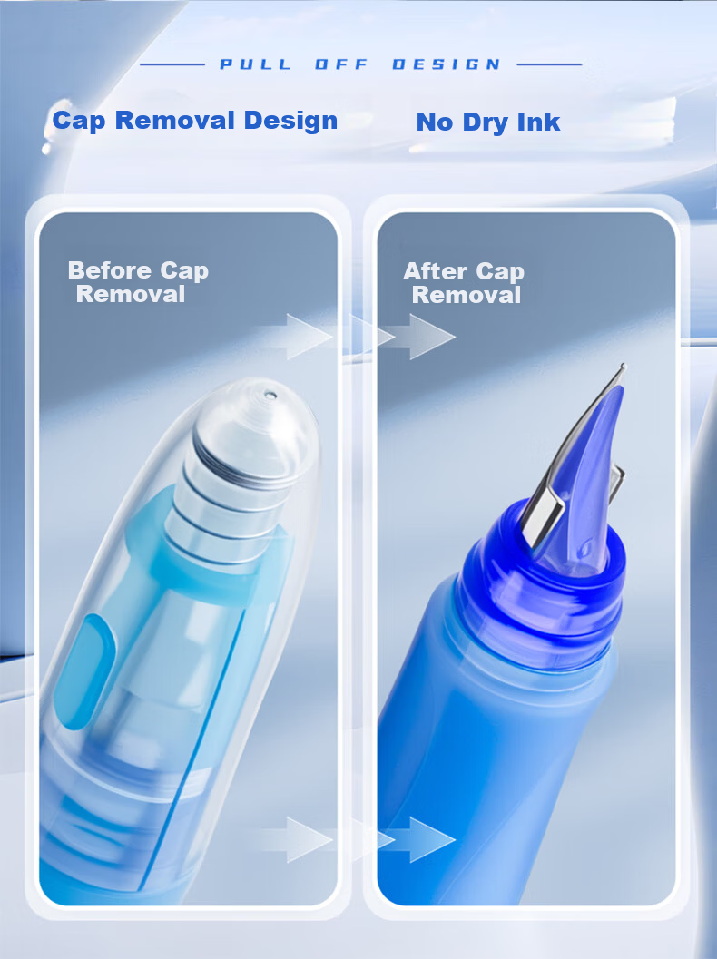 Kaba Bear Heat Erasable Fountain Pen Crystal Blue Posture Correcting Erasable Pen Set Student Children's Professional Calligraphy Pen Dark Blue 4