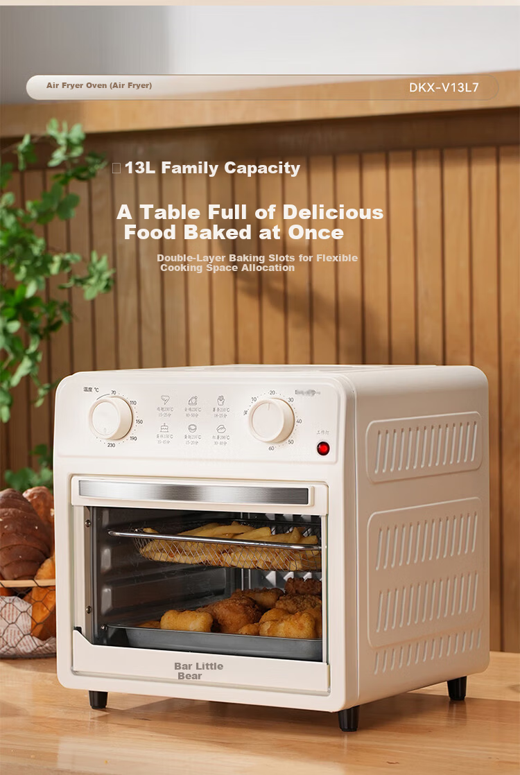 Bear TikTok Upgraded 13L Air Fryer Oven Combo Multifunctional Household Grill Baking Heating Micro-Steam Low-Fat Oil-Less Tender Fry Double Layer 2