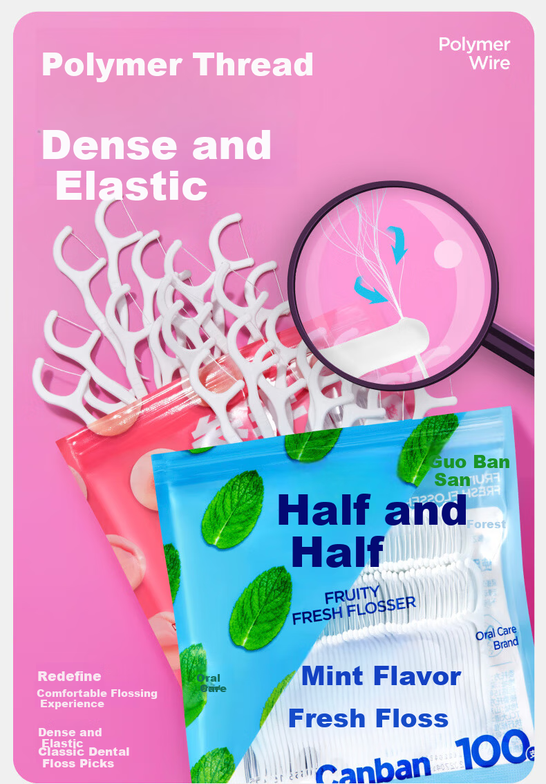 Canbebe Dental Floss Clean Teeth Gap Refreshing Mint Flavor Double-Ended Deep Oral Cleaning 100pcs 3
