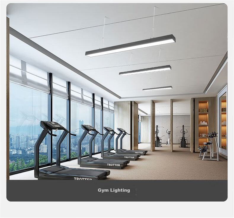 NVC LED Pendant Linear Light Office Mall Store Minimalist Iron Frame Black 50W Cool White 10