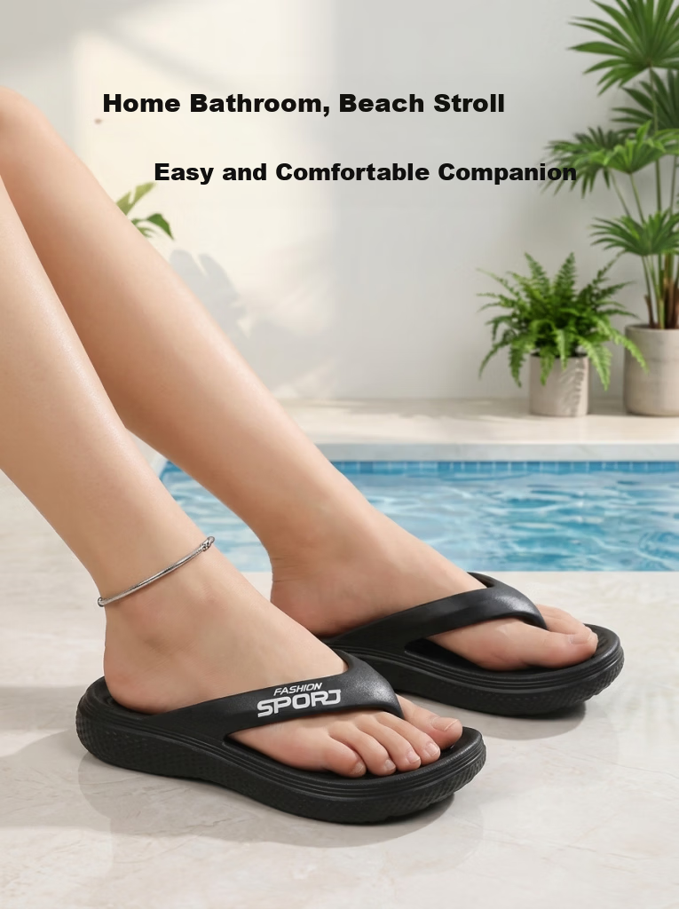 ZHIYING Men's Summer Soft Sole Non-Slip Water-Resistant Beach Flip Flops Black Size 42-43 4