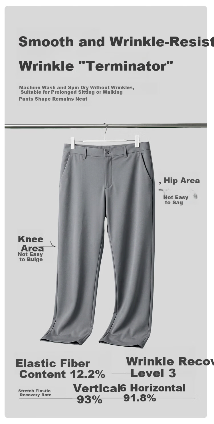 JD Jingzao Anti-Wrinkle Business Dress Pants Men's Casual Trousers Summer New Business Suit Pants Gray 38 7