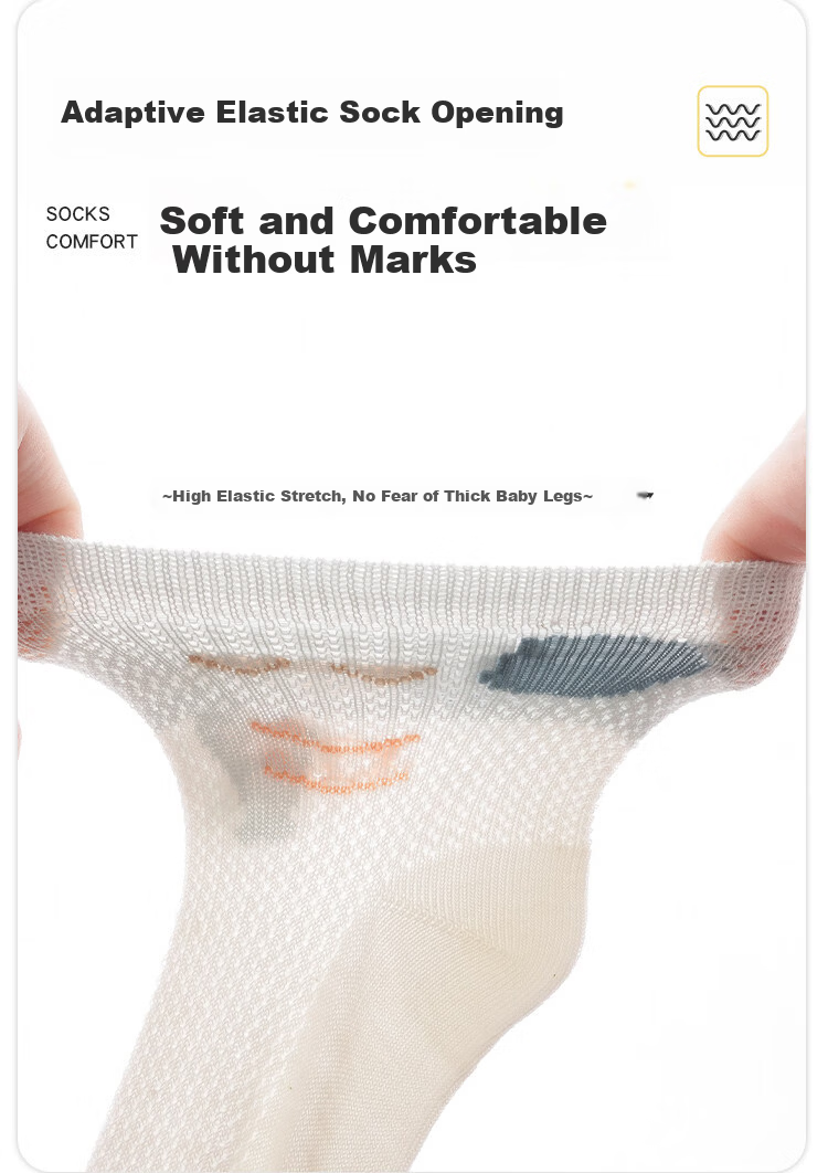 JOYNCLEON Baby Socks Summer Thin Breathable Non-Binding Mid-Calf Cotton Seamless Mesh Socks JYF183113 5