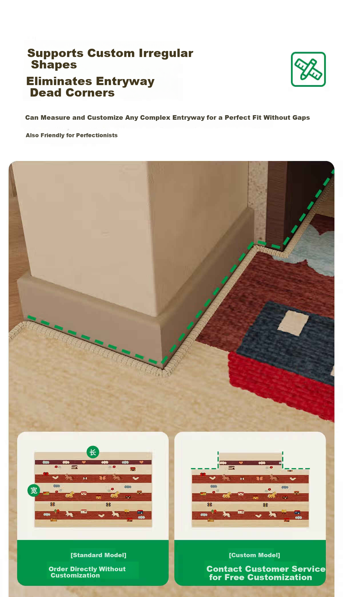 COMICOMI Small Coconut Square Entrance Floor Mat Non-Slip Cuttable Luxury Dust Removal 60*90cm 7