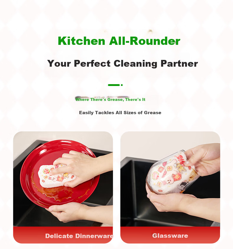3M Wood Pulp Cotton Scrub Pads 4-Pack Kitchen Dishcloths Strong Degreasing Sponge Scrubbers Year of the Horse Spring Festival Edition 19