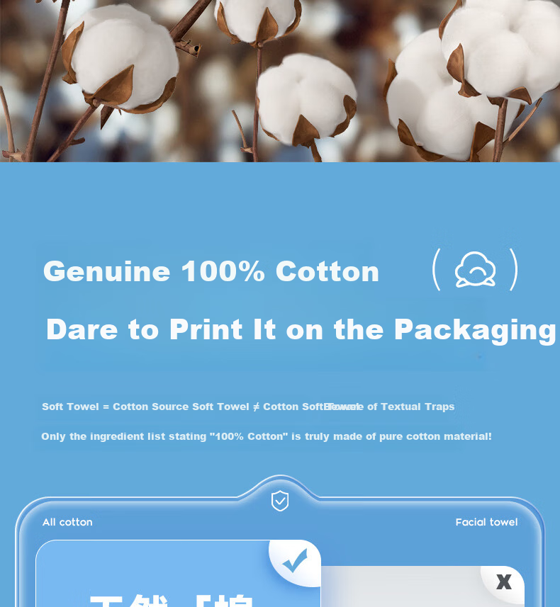 Mianxi Medical Grade Custom 100% Cotton Thickened Large Disposable Facial Wipes Pure Cotton Cleansing Soft Towels 120 Sheets*1 Pack 4