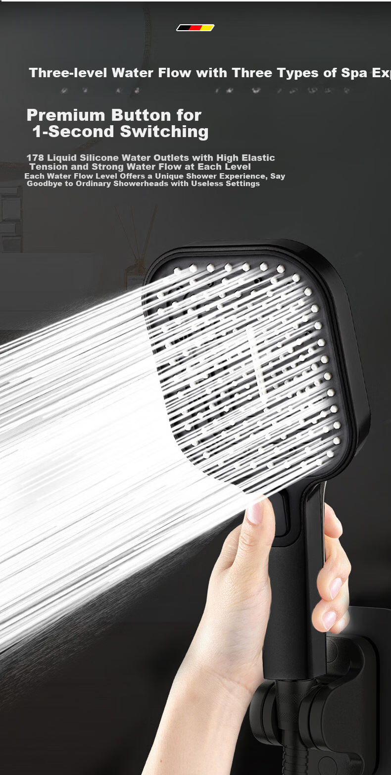 SHIFOO [Germany] High-Pressure Shower Head Large Panel Home Bathroom Shower Sprayer 7
