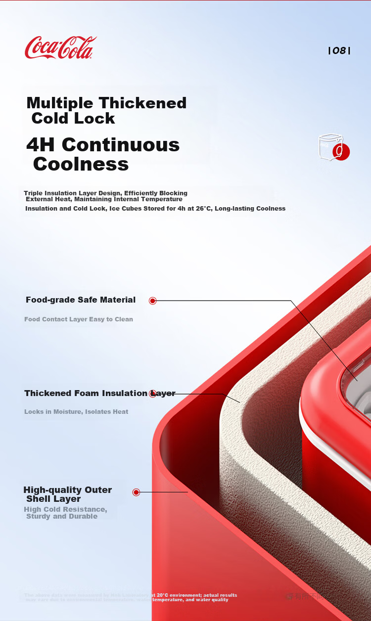 Coca-Cola Home Use Small Fully Automatic Ice Maker One-Key Cleaning Bullet Ice Mini Dormitory Ice Machine Adjustable Ice Size Portable 1.2L About 100 Ice Cubes AH-18ZB05J 16