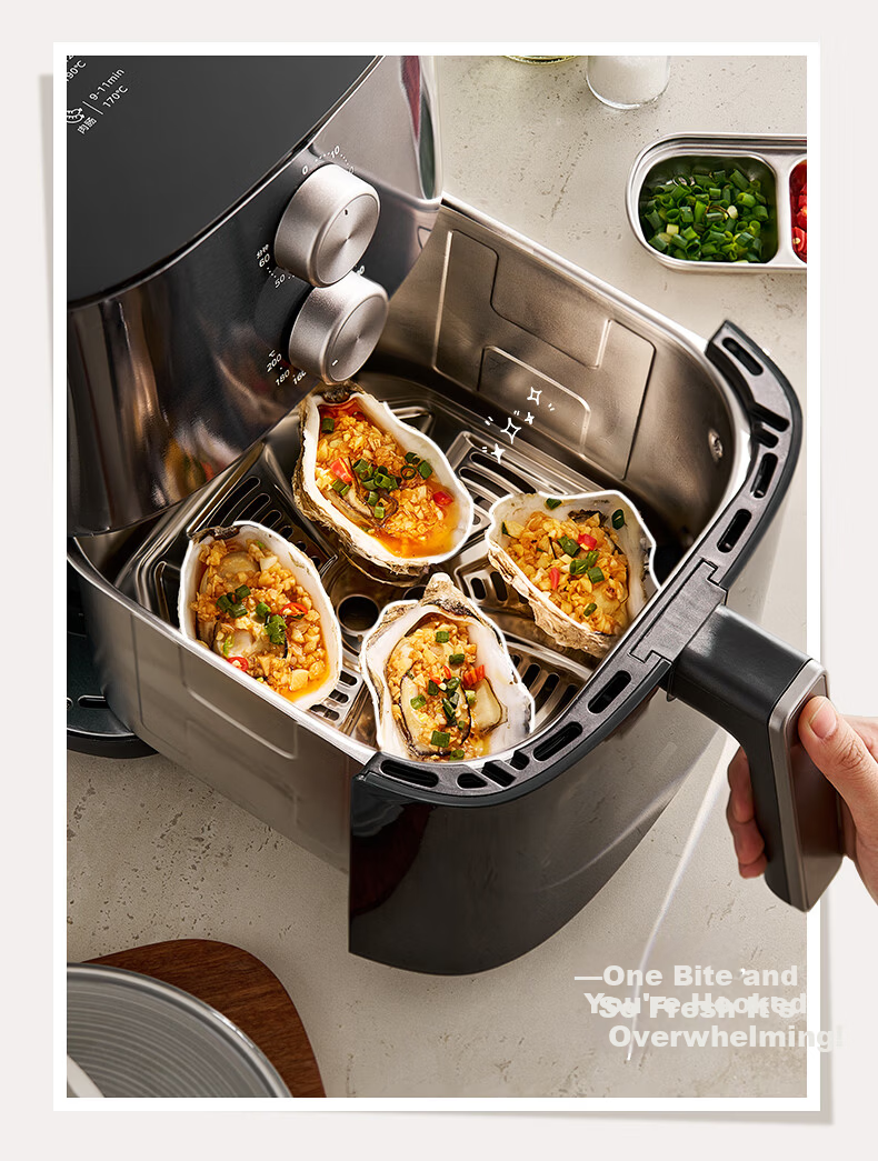 Midea Air Fryer Stainless Steel 0-Coating 2026 New Model【Price Guarantee 618】6.5L Large Capacity Home Air Fryer Steam Oven Combo Metal Interior KZE6559PRO 9
