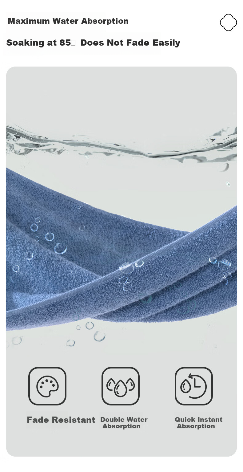 Grace 10A Antibacterial Xinjiang Long-Staple Cotton Towels 2-Pack Thick Soft Pure Cotton Face Towels Absorbent Sports Washcloths 5