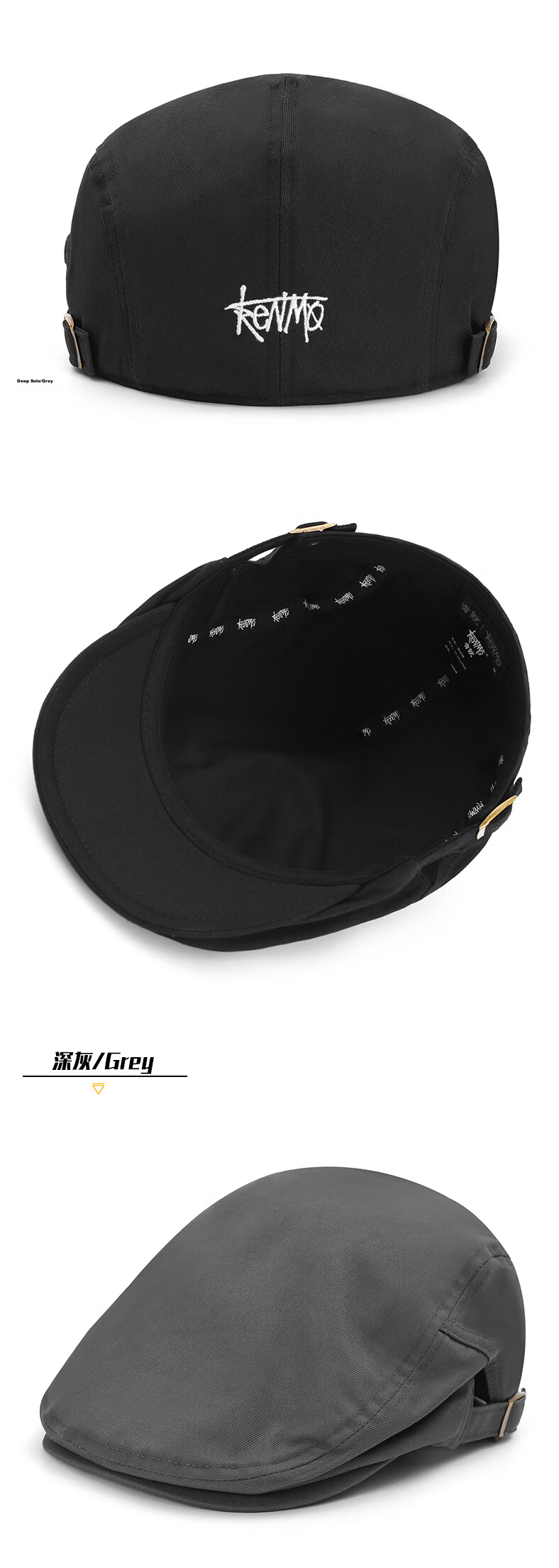 Kenmore Retro Beret Reversible Painter Cap Unisex Duckbill Hat Black One Size 7