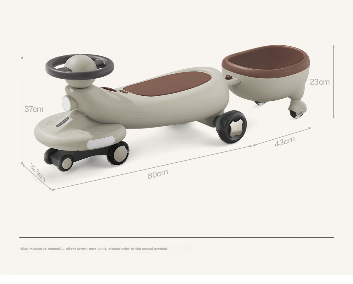 BEIESTATE Planet Twist Ride-On Luggage Car for Ages 1-6, Adult-Sittable Toddler Ride-On, High-Quality Baby Gift, Mica Gray 43