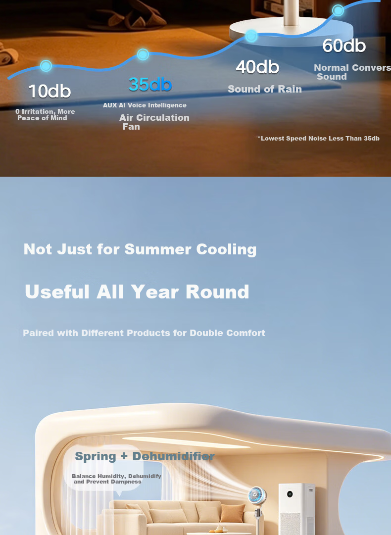 AUX Summer Hot Sale New Floor Fan Air Circulation Fan Retractable Foldable Desktop Office Table Floor 3-in-1 Home Fan Price Guarantee 618 16