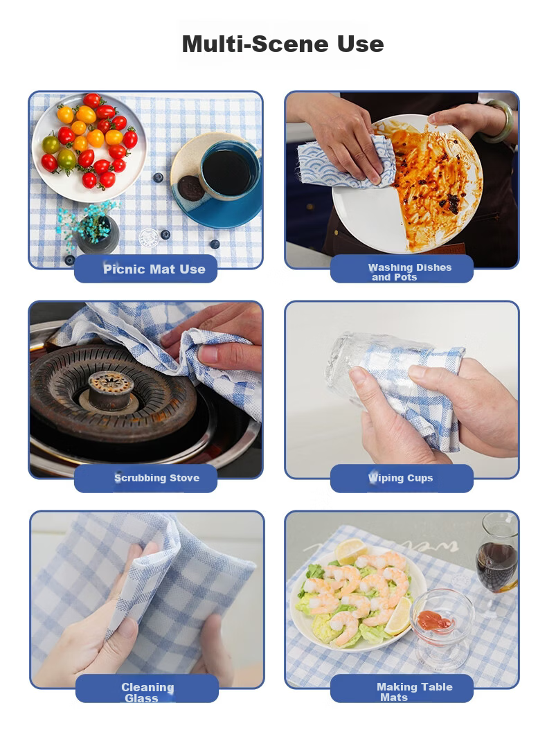 HOME CLEAN Printed Non-Woven Fabric Cleaning Cloth Large Roll 30 Sheets Disposable Thick Kitchen Dishwashing Cloth 5