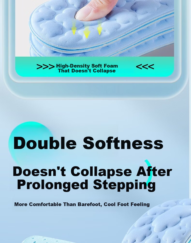 Footprint Tribe Men's Cooling Insoles Ice Silk Summer Barefoot Sweat-Absorbing Breathable Odor-Resistant Ultra-Soft [2 Pairs] Size 39-40 5