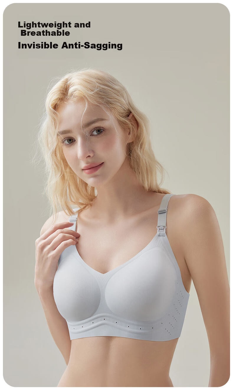 KUB Maternity Nursing Bra Seamless Comfortable Breathable Antibacterial Light Blue Size M 10A 1