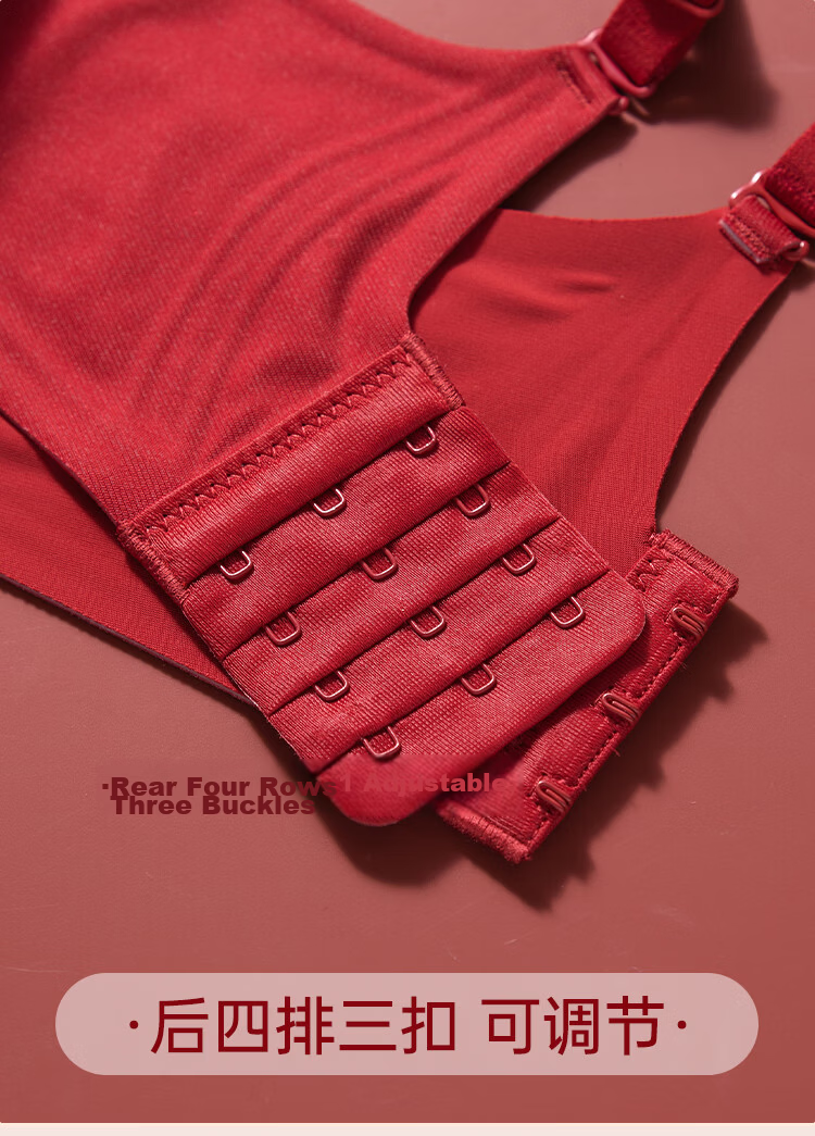LangSha Red Year of the Horse Women's No-Wire Bra Set Lunar New Year Bridal Underwear Socks Gift Box 14