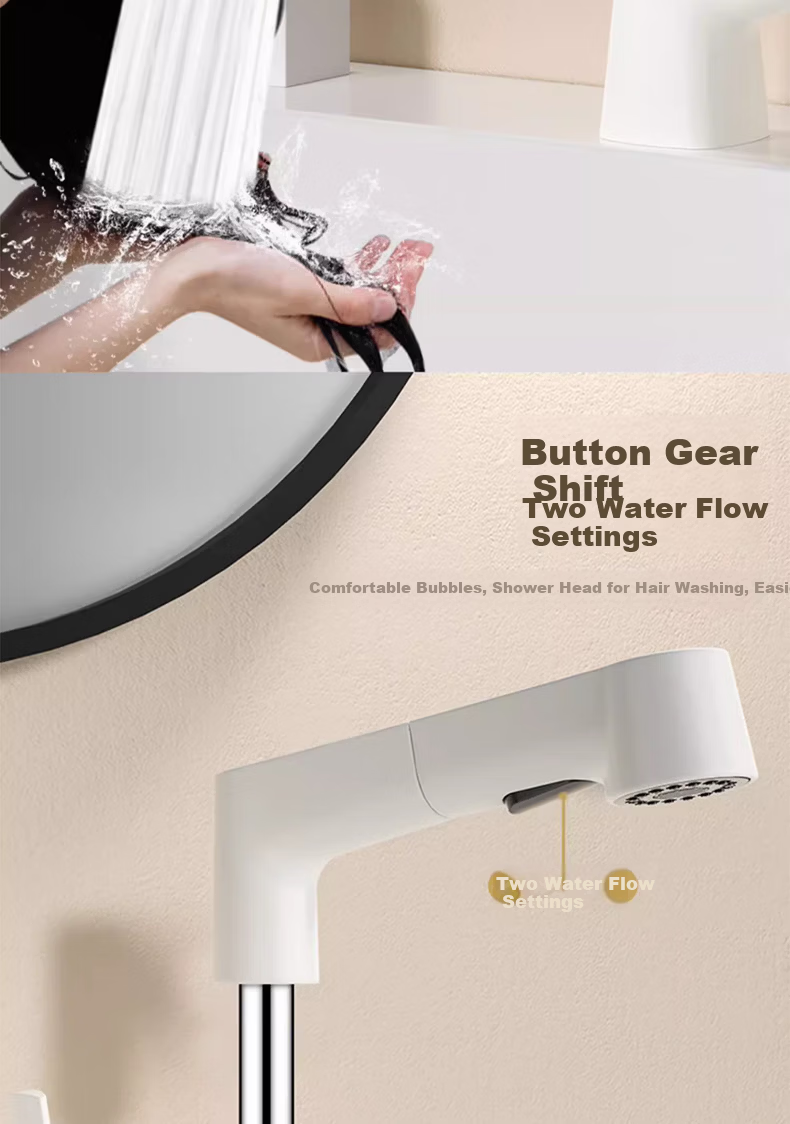 IVORPO German Pull-Out Basin Faucet Lift Rotatable Hot and Cold Water Tap for Washbasin 5